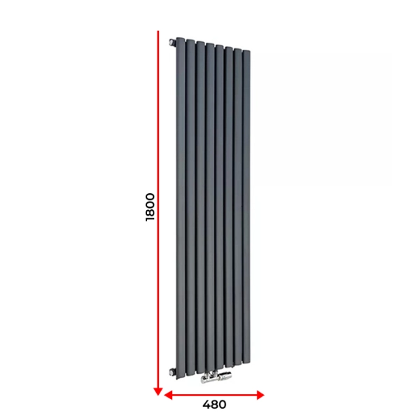 Радіатор Rastas Aurora 1 1800x480 RAL7016 Підключення нижнє по центру