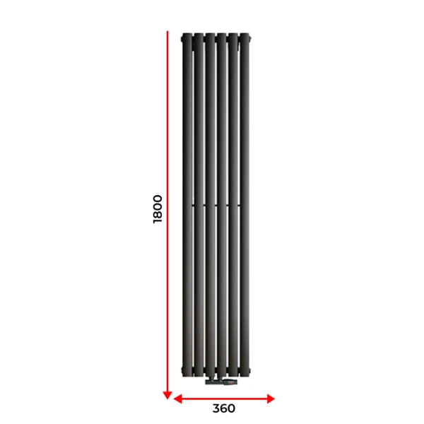 Радіатор Rastas Aurora 1 1800x360 RAL7016 Підключення нижнє по центру