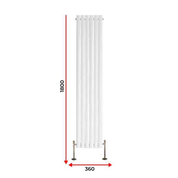 Радіатор Rastas Aurora 1 1800x360 RAL9016 Підключення бокове різностороннє