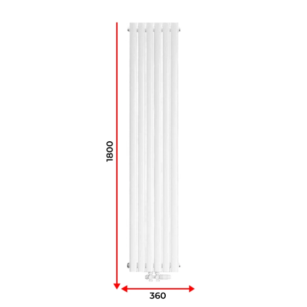 Радіатор Rastas Aurora 1 1800x360 RAL9016 Підключення нижнє по центру