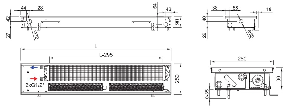 Технічне креслення Isan Termo FRT 0090 0250