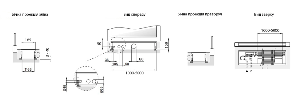 Технічне креслення KERMI ASCOTHERM ECO KRN 92 - H150 B185