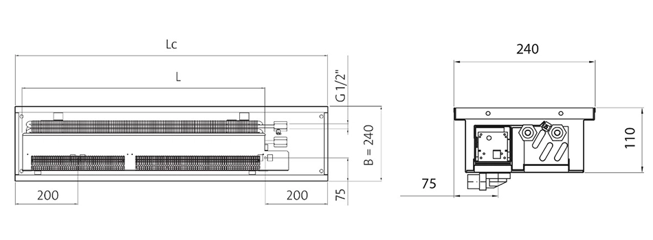 Технічне креслення Purmo Aquilo F2C 110 240