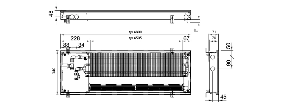 Технічне креслення Zehnder Terraline Neo 070 340