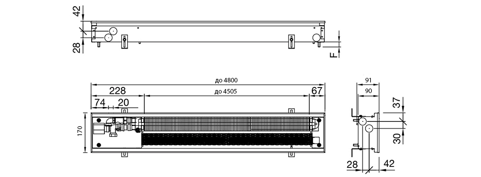 Технічне креслення Zehnder Terraline Neo 090 170