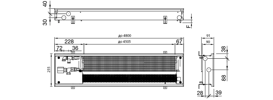 Технічне креслення Zehnder Terraline Neo 090 255