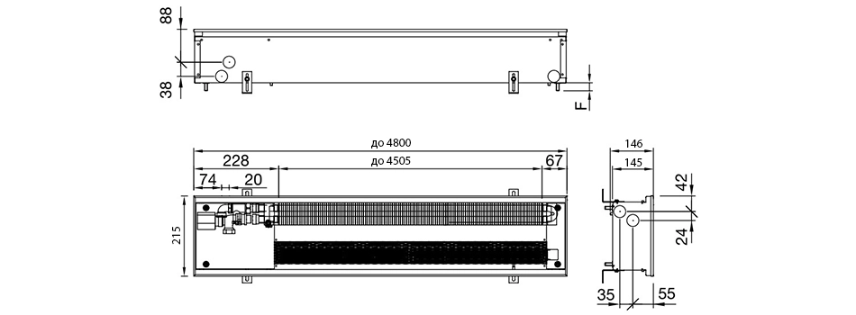 Технічне креслення Zehnder Terraline Neo 145 215
