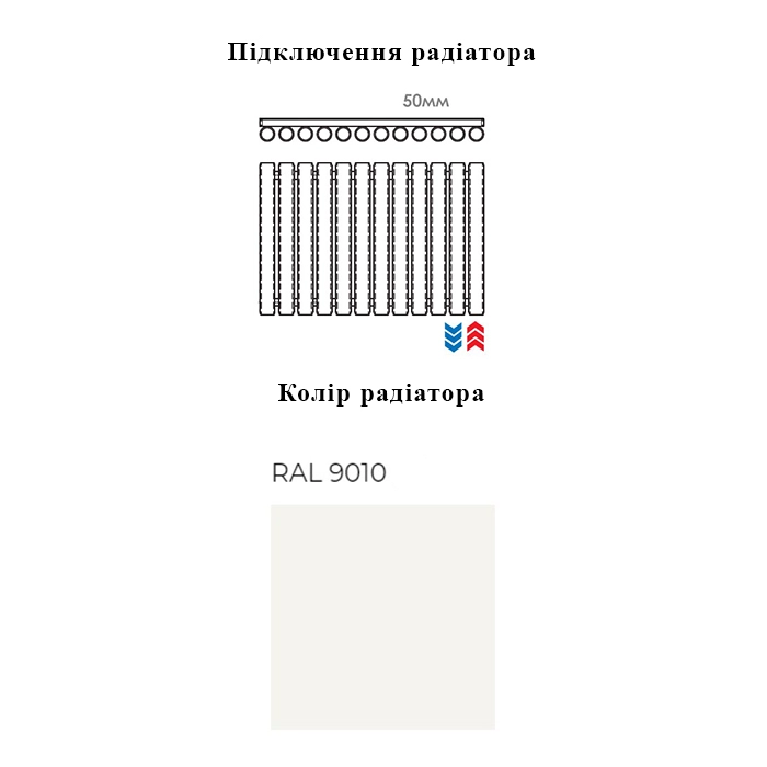 Підключення і колір Luxrad Columnus 2000x540x66