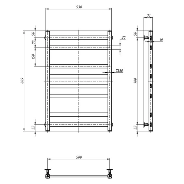 Технічне креслення Navin Авангард 800х500 RAL9005 MAT