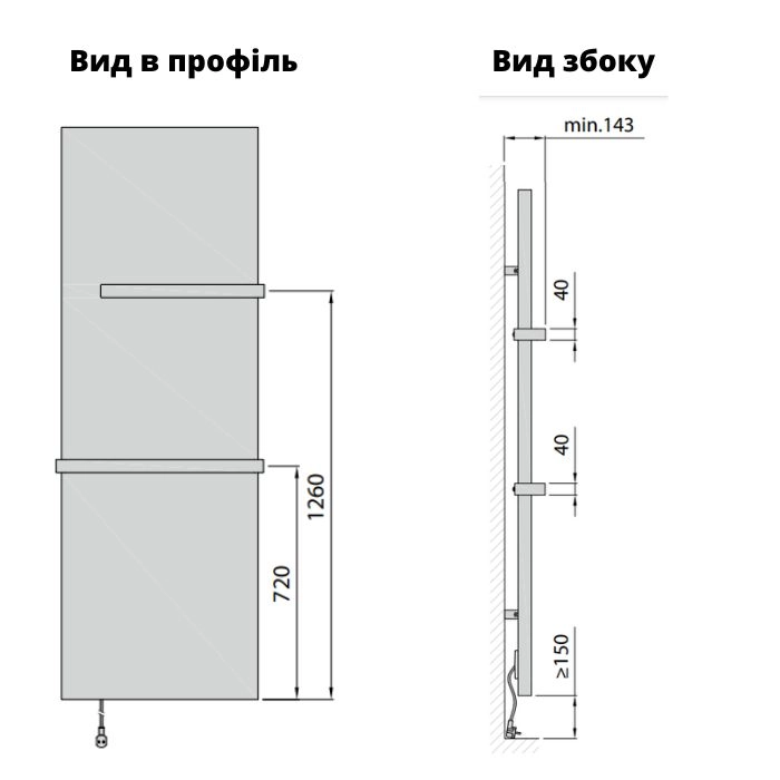 Технічне креслення Isan E-Arte 1765x606